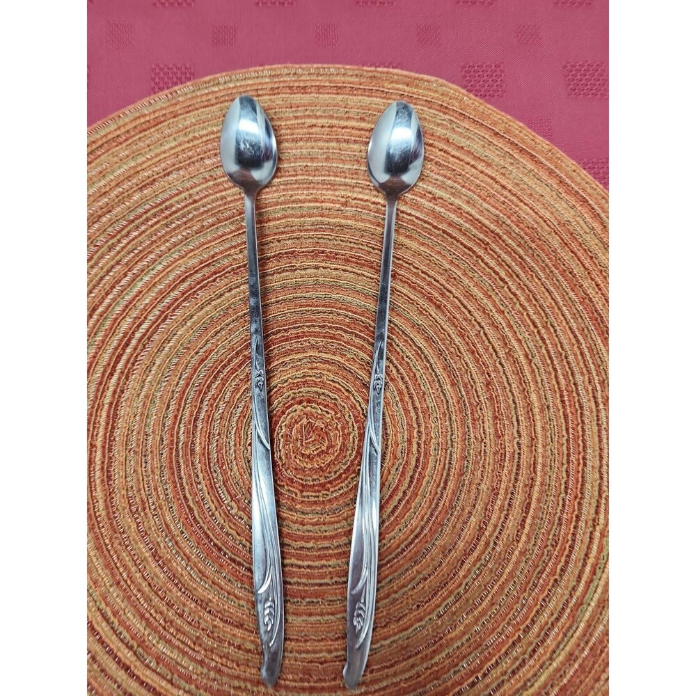 Gracious Wheat By Present Flatware Set Of 2 Ex Long Iced Tea Spoons Japan 1960s